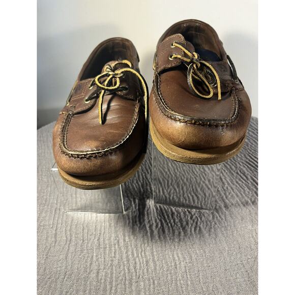 Timberland Brown Leather Loafers Size 10.5M Made in Dominican Republic